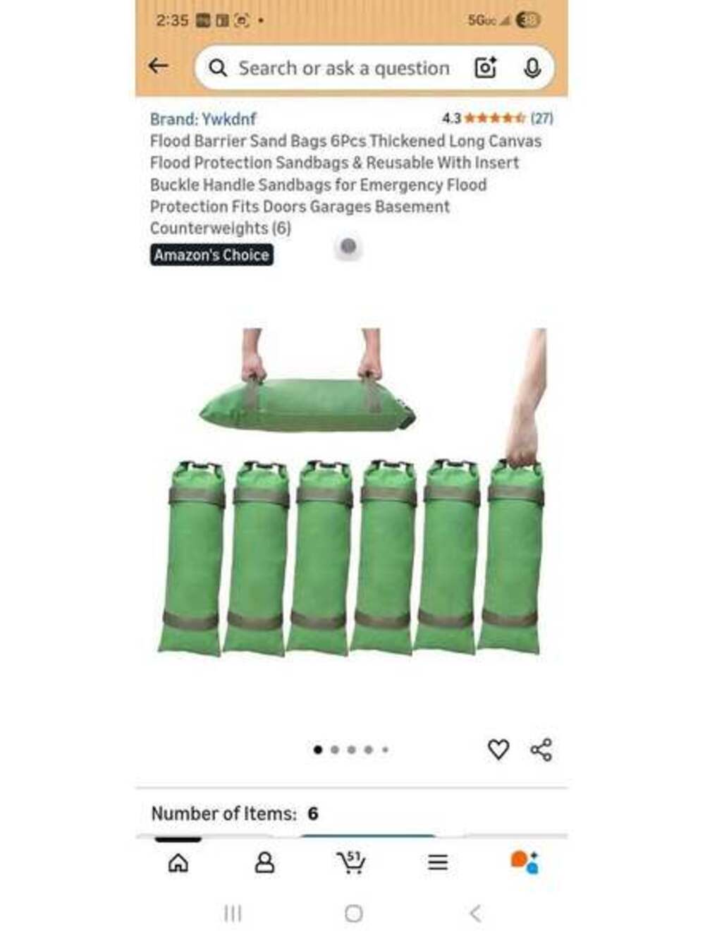 Flood Barrier Sandbags (6 Pack) – Reusable Door & Garage Water Protection